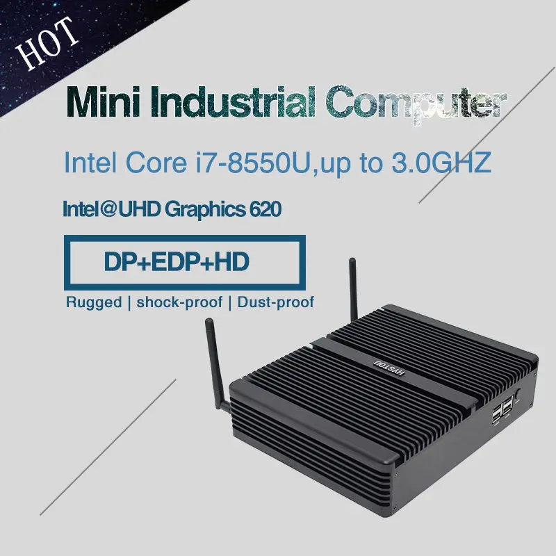 Hystou M2 wifi 8-ой процессор Intel Core промышленный безвентиляторный мини ПК i5 8250U i7 8550U Windows 10 DDR4 4 USB 3,0 HDMI DP EDP 4K HTPC NUC