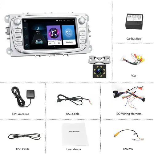 AMPrime 2 Din Автомобильный мультимедийный плеер " Авторадио Android gps Wifi автомобильное радио Mirrorlink FM USB для Ford/Focus/C-Max/Mondeo/Galaxy - Цвет: Option 7-White