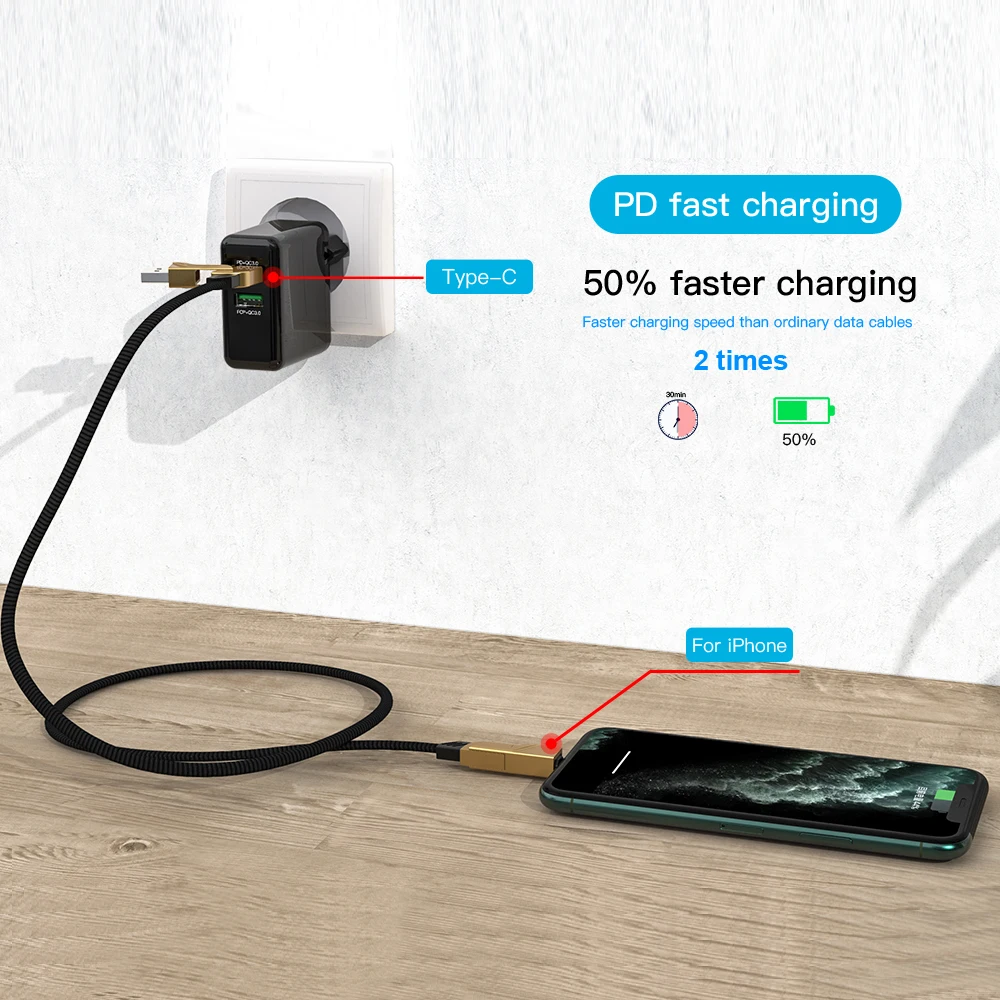 KEYSION 60 Вт 4 в 1 конверсионный PD кабель для iPhone Быстрая зарядка USB C кабель зарядного устройства для samsung Xiaomi Redmi телефон type C шнур