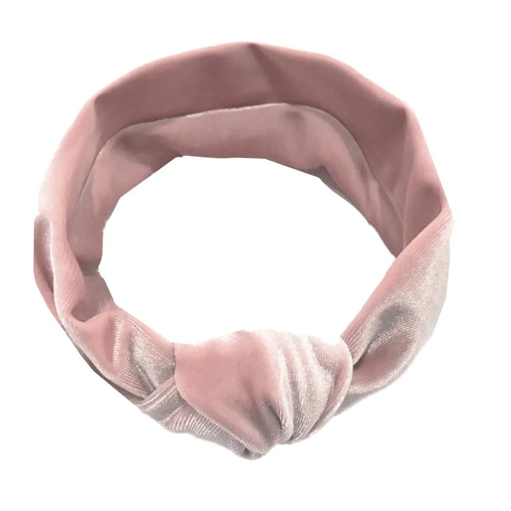 light pink 11 цветов; милая бархатная повязка на голову с большим бантом для маленьких девочек; тюрбан с завязанной лентой; повязка на голову; головные уборы для детей; аксессуары - Цвет: light pink