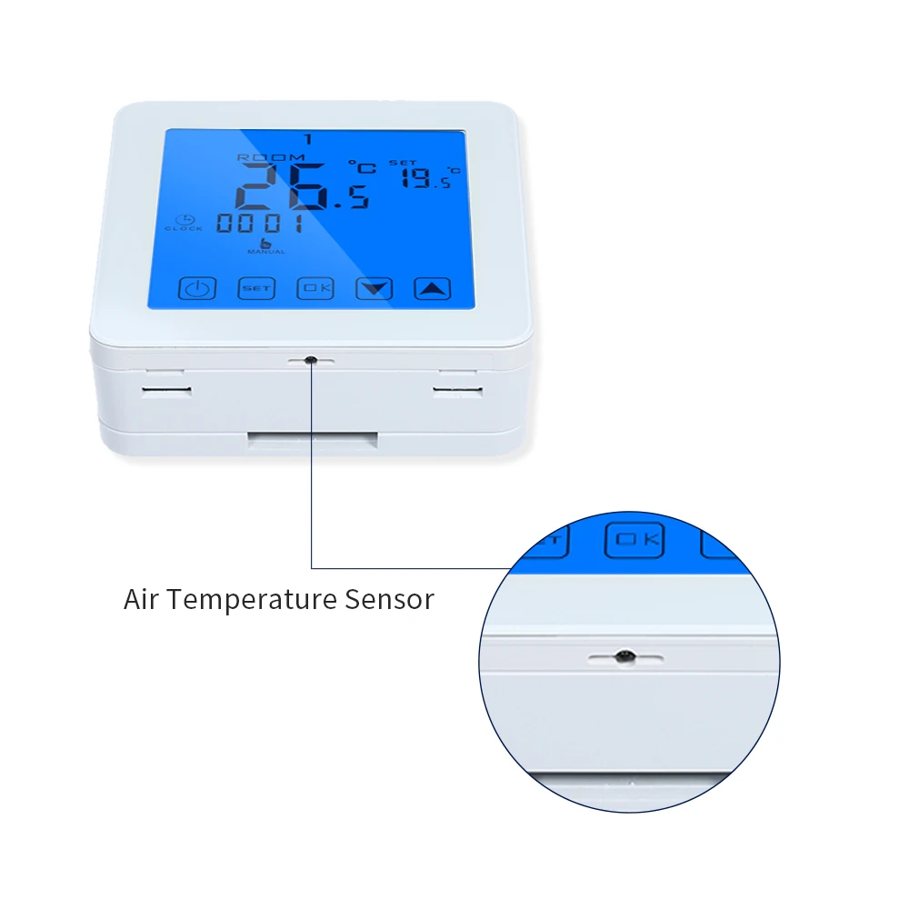 Цифровой термостат 5А с сенсорным экраном, программируемый на 7 дней для домашнего газового котла, регулятор температуры нагрева