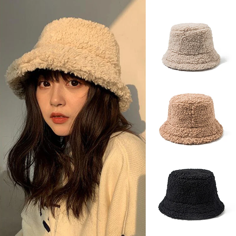 Women Hat Solid Artificial Fur Warm 