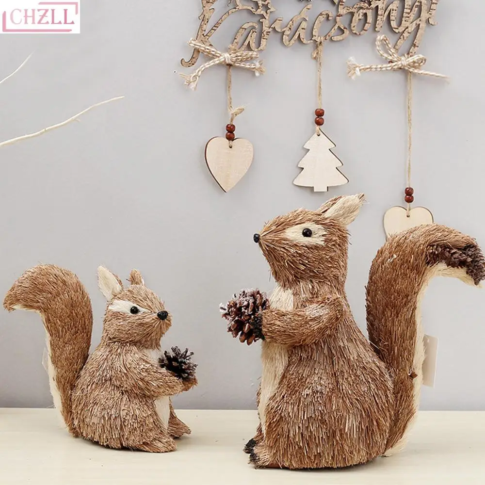 

CHZLL Cute Wooden Artificial Squirrel Christmas Decoration Accessories Animal Xmas Decor for Home Decor for Christmas Ornaments