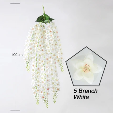 white Xuanxiaotong 100 см шелк желтый цветок орхидеи Искусственный настенный красный фиолетовый белый розовый оранжевый Cymbidium для украшения гирлянды - Цвет: white