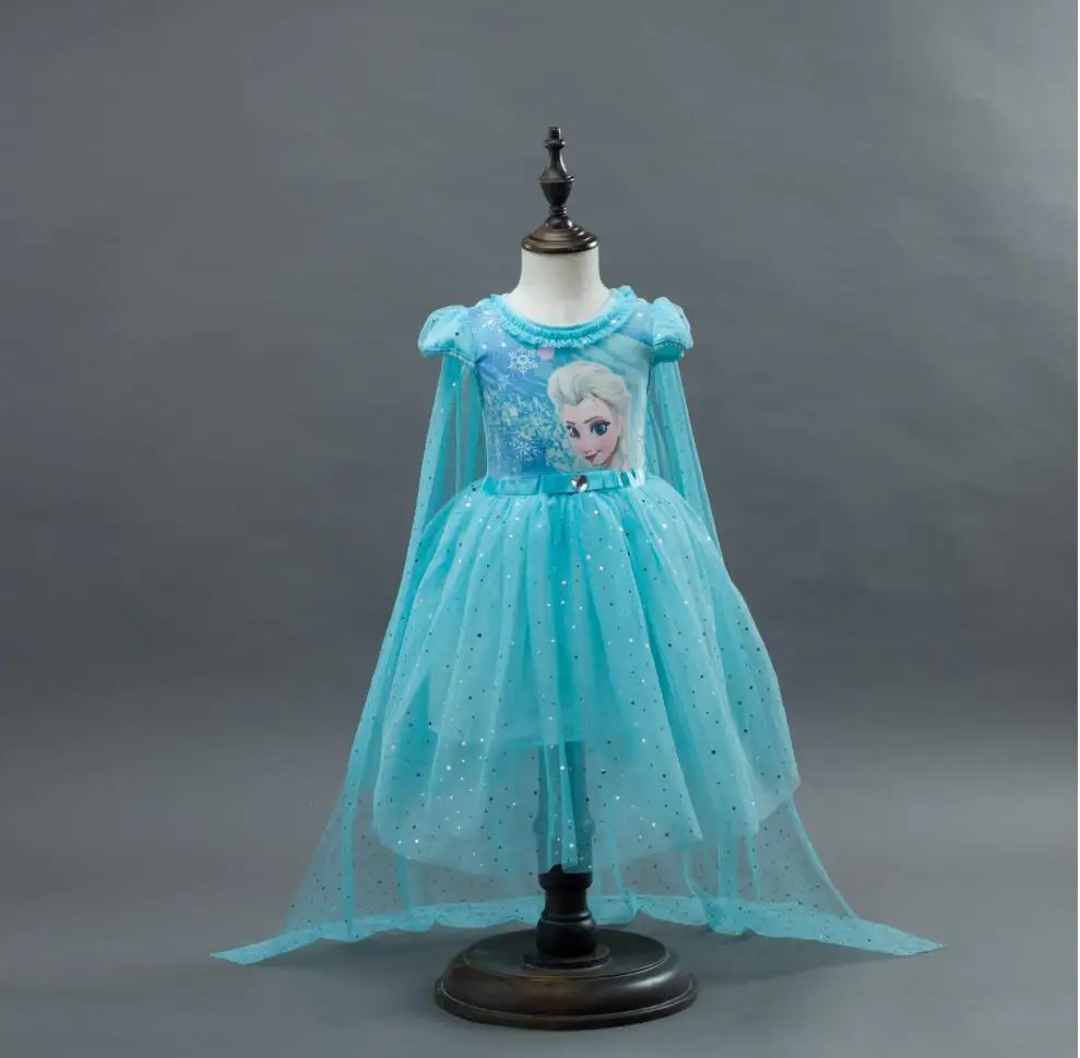 5pcs Girls Summer Dress Elsa Anna Baby Kids Clothes Girl Snow Queen Cosplay Costume Birthday Party Children Clothing Vestidos