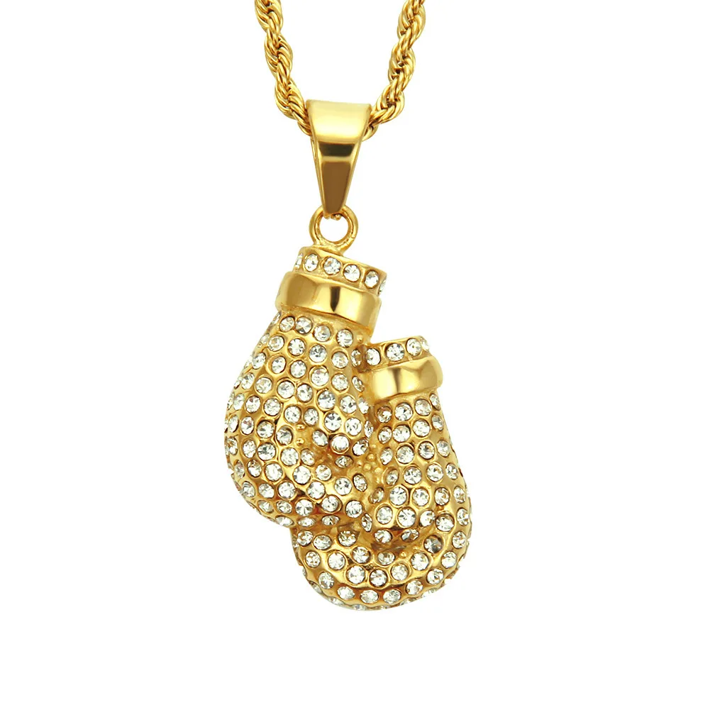 Hip-hop Personality Men's Necklace Golden Boxing Glove Pendant | Украшения и аксессуары