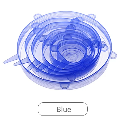 6pcs Blue 6 шт. Пластиковые Силиконовые стрейч многоразовые крышки для сохранения свежести фруктов и овощей инструменты для кухни Gagets - Цвет: 6pcs Blue