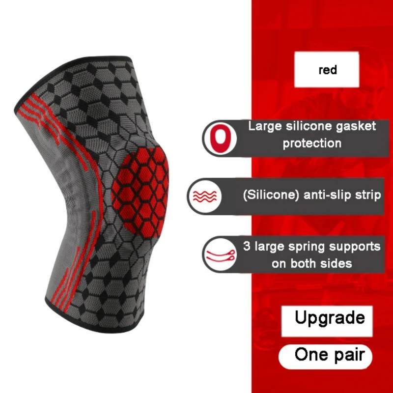 New Kneepads Silicone Spring Knee Pads Breathable Absorb Sweat Compression Non-slip Strip Knee Protective Product