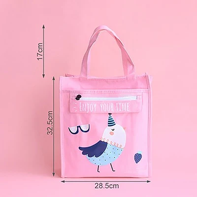 Pink zipper На молнии с рисунком из мультфильма, Складная Сумка для документов Портативный холщовые мешки для хранения студенческие канцелярские принадлежности Бумага документ кожаный чехол с держателем для ручной арт сумка - Цвет: Pink zipper