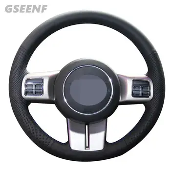

Car Steering Wheel Cover For Jeep Grand Cherokee 2011-2013 Compass Wrangler Black Hand-stitch Artificial Leather