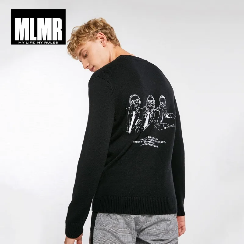 JackJones зимняя мужская мода тренд вышивка круглый вырез сплошной цвет с длинными рукавами свитер шерсть Мужская одежда 218424514