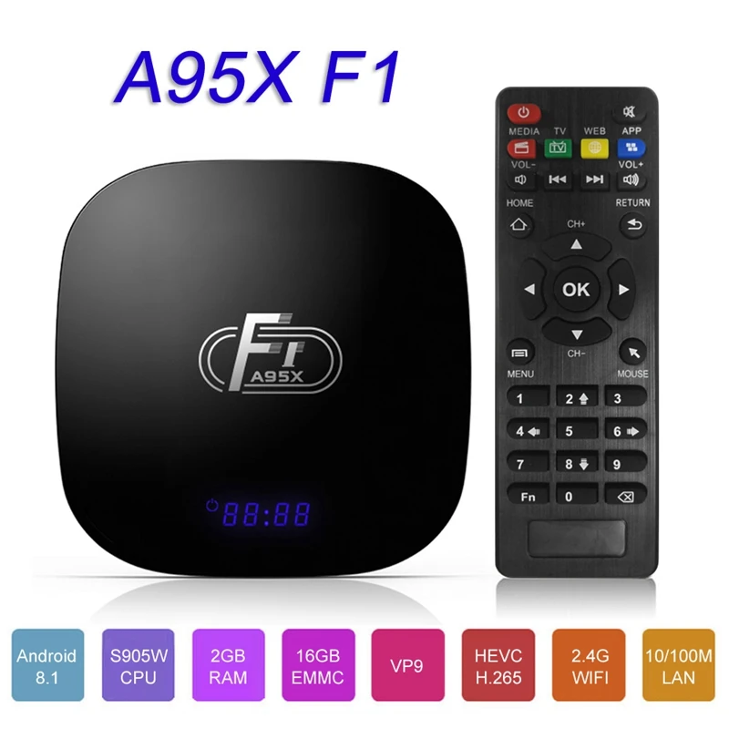  Smart Tv Box A95X F1 Android 8.1 Tv Box Amlogic S905W Set Top Box Remote Control Quad Core Vp9 H.26
