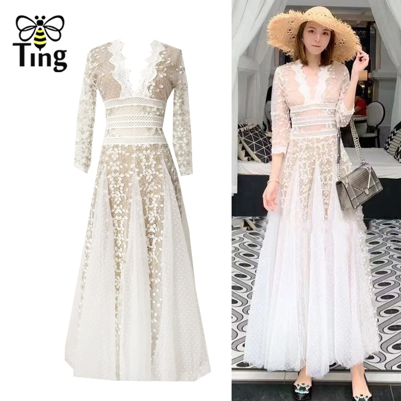 Длинное кружевное вечернее платье миди с цветочной вышивкой и глубоким