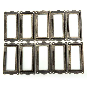

New Antique Brass Metal Label Pull Frame Handle File Name Card Holder For Furniture Cabinet Drawer Box Case Bin 4 Colors 10 Pcs