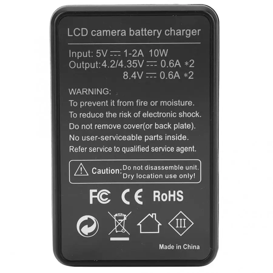BLE9 Camera Battery Charger with LCD Charging Display Double Charge Slot Black
