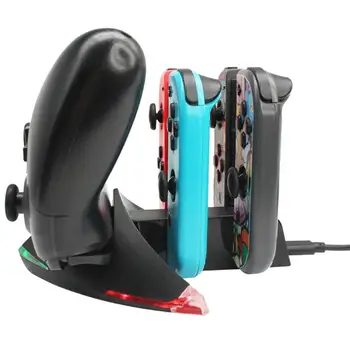 

5 in 1 Gamepad Charging Dock Ordinary Design Operation Conveninently Station Holder Fit for Nintend Switch Pro 4 Joy-con
