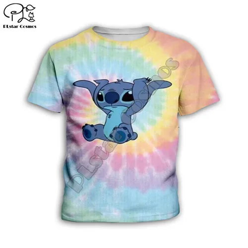 

Kids Sets Summer suit Colorful Stitch anime 3d tshirt Casual Shorts Children tops Short Sleeve Tees Cartoon boy girl t shirts 01