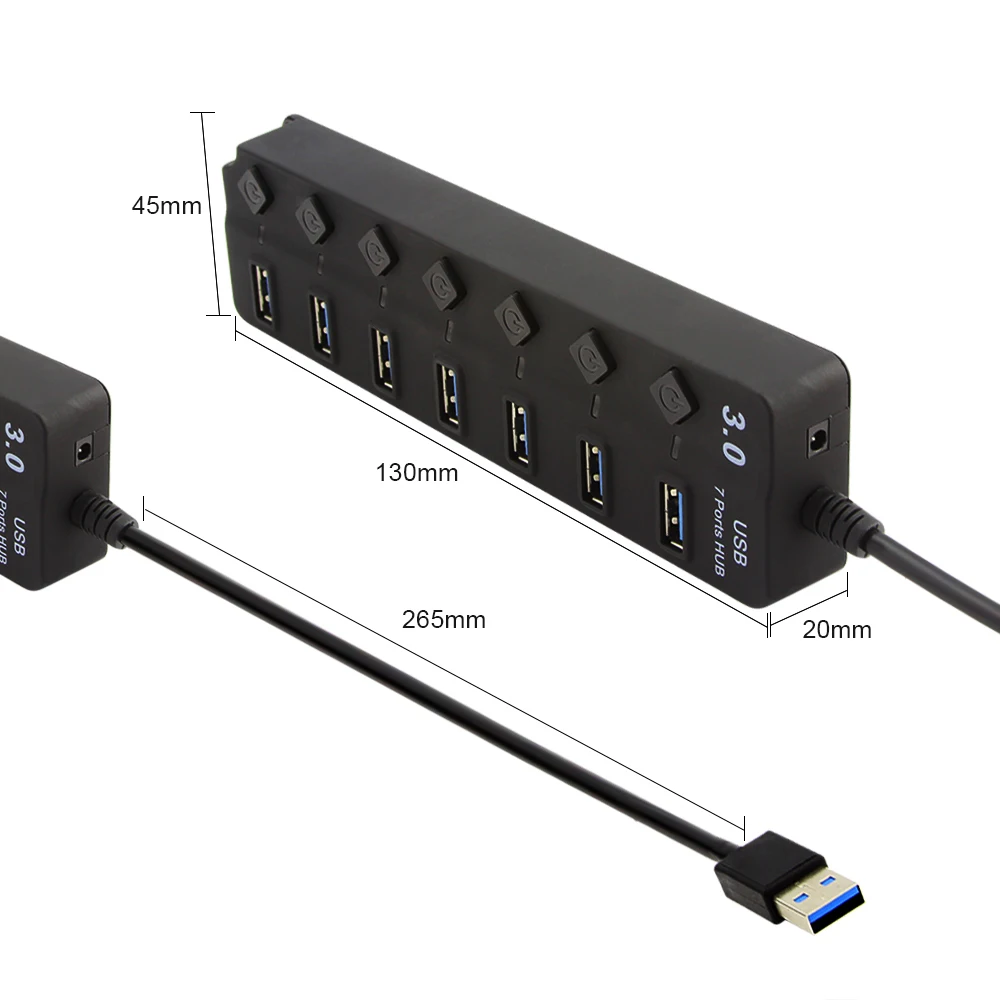 USB chyi концентратор 3,0 7-Порты и разъёмы Мульти USB 3,0 концентратор разделитель Интерфейс данные кабели, легко носить с собой для компьютеров планшетов ноутбуков компьютерные аксессуары