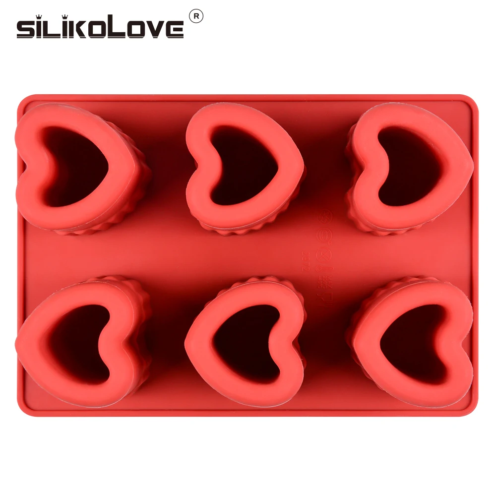 Силиконовая лоток SILIKOLOVE в форме сердца 6 полостей сделай сам с формой для кубиков