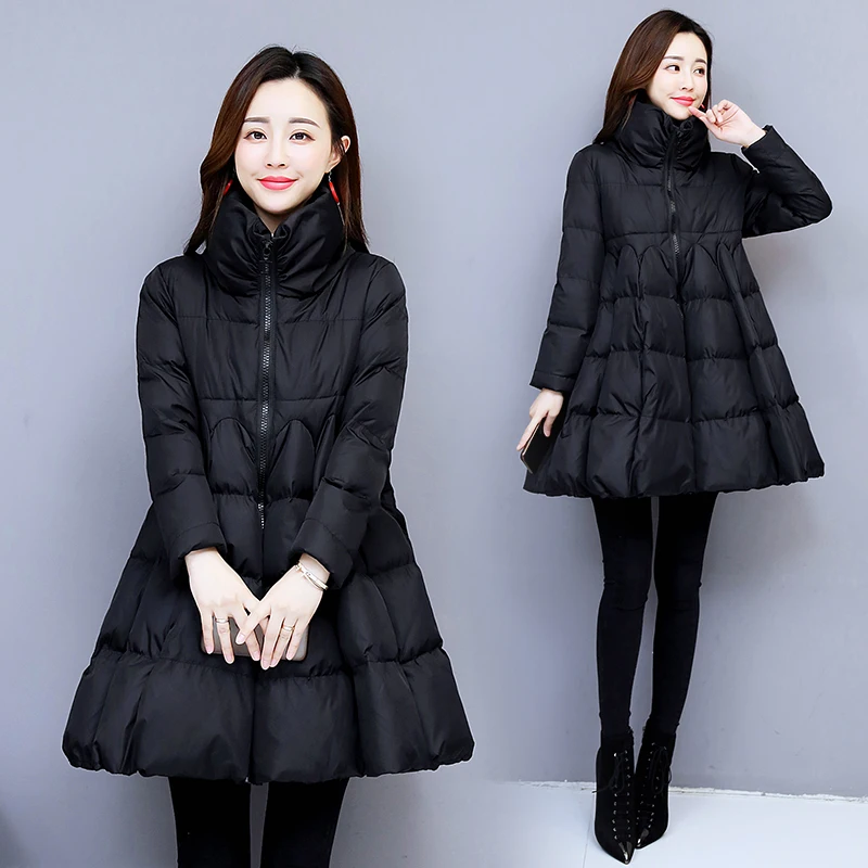 Winter Women Jacket Parka New Korean Zipper Cloak Down Cotton Jacket Long Outwear Fashion Warm Ladies Overcoat Padded Coat