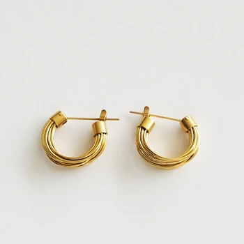 

Multi-Layer Line Ring Earrings Female European and American Normcore Style Geometric Simple Earrings Fashion Retro Ear Clip