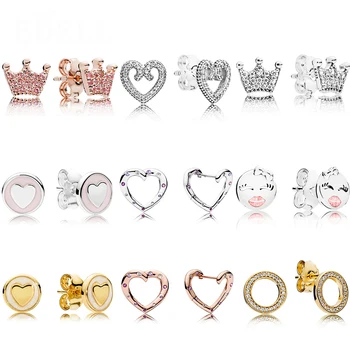 

Fashion New Style 100% High Quality Genuine Shine Forever Earrings Sweet Personality Rose Bright Heart Hoop Version Spring Bird