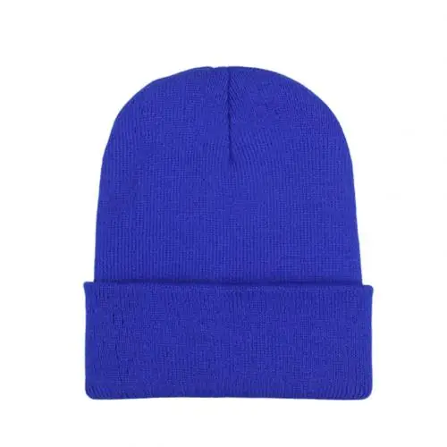 Royal Blue Зимние шапки для женщин, Новые Вязаные шапки, одноцветные милые шапки для девочек, осенние женские шапки, теплые шапки, женские повседневные Шапки - Цвет: Royal Blue