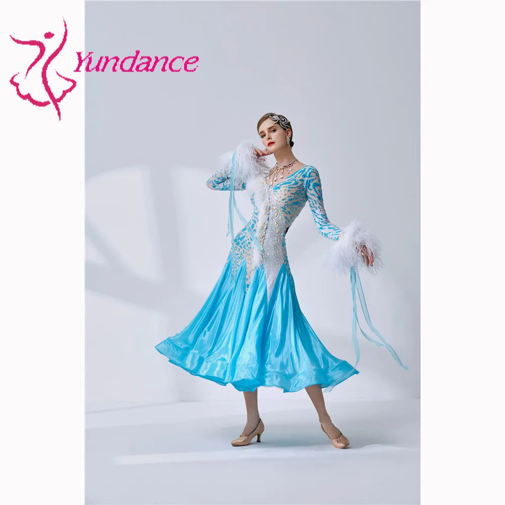 B-1999 Бальные платья синего цвета для танцев, vestiti da ballo standard donna waltz платье для взрослых