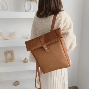 

Hot Sale Handbag Wear-resistant Portable Creative Suede Backpack Women Girls Casual Solid Color Shoulder School Bags