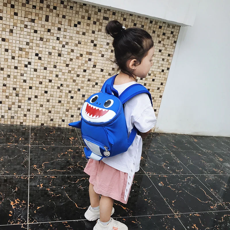 Backpack New Cartoon Shark Baby Anti-lost Children Bag Cute Nylon Shoulder Bag Primary School Kindergarten Bag Bookbag