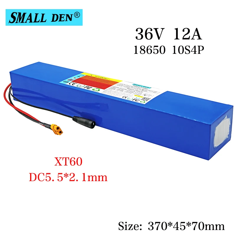 

36V 12Ah 10S4P 18650 lithium battery pack with 15A BMS 500W high power ebike electric bicycle scooter battery XT60/XT90/T plug