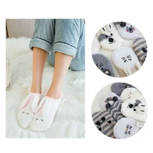 Милые коралловые носки с кроликом и медведем для девочек сказочные эластичные мягкие носки-тапочки для женщин и девочек пушистые теплые зимние дышащие мягкие носки