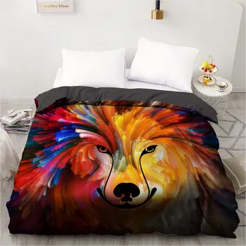 

3D Printed Custom Design Duvet Cover Quilt Comforter Blanket Case Covers Bedding Set Animal Colorful Wolfs 200*200 Home Textile