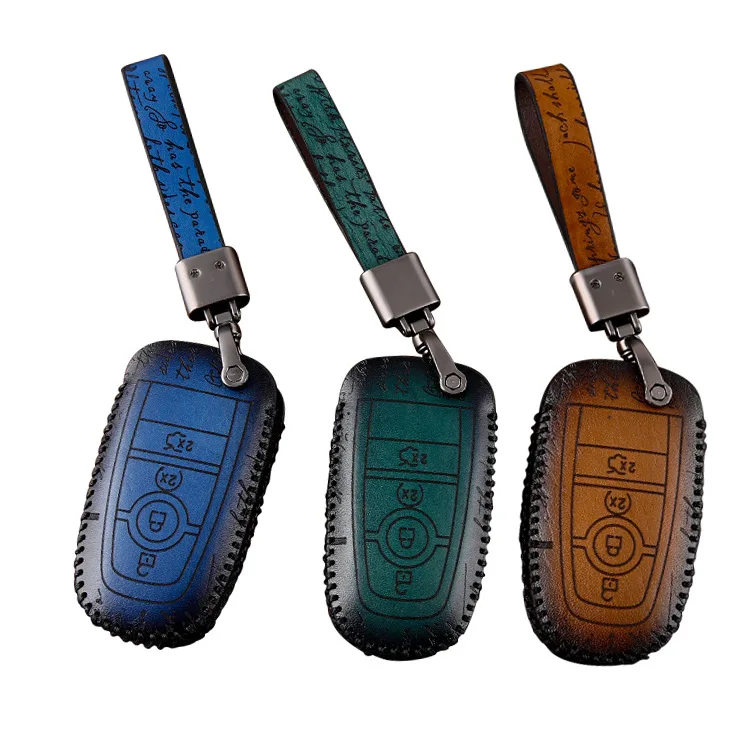 Best Car Accessories Genuine Leather Car Auto Remote Key Case Cover Holder Skin Shell for Ford Focus 2 Focus 3 Kuga Ecosport Edge
