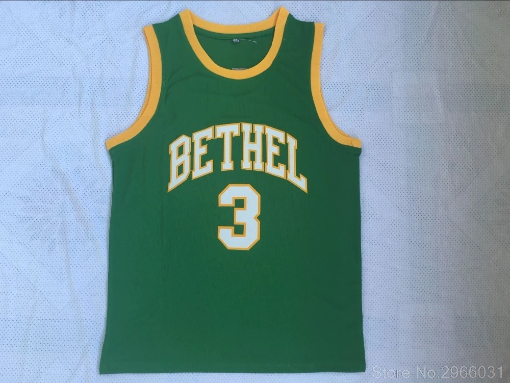 Rewback мужские 3 Allen Iverson BETHEL школьные майки Джерси Зеленый Желтый сшитые размер S-XXL