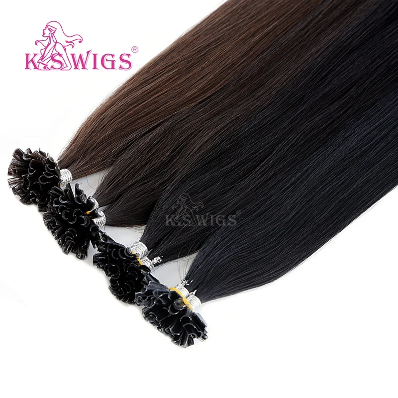 K.S парики 16 ''20'' 24 ''28'' Remy ногтей u-кончик наращивание волос кератиновые капсулы предварительно скрепленные двойные нарисованные прямые fusion волосы