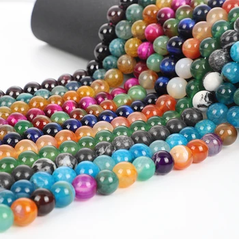 

Natural Stone Beads 43 Styles Matte Smooth Round Agates Beads For Jewelry Making DIY Bracelet Necklace Handmade Strand 4-12mm