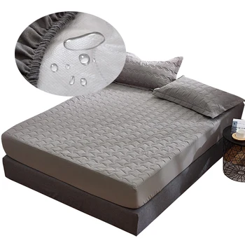 

Quilted Waterproof Bed Cover Thicken Mattress Cover Breathable Protector Mattress Pad Cover Anti-mite Bug Home Bed Fitted Sheet