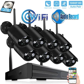 

Night Vision Surveillance Kit1080P H.265 NVR 2.0MP 4CH/8CH CCTV System Wireless Outdoor Waterproof Wifi Security Camera System