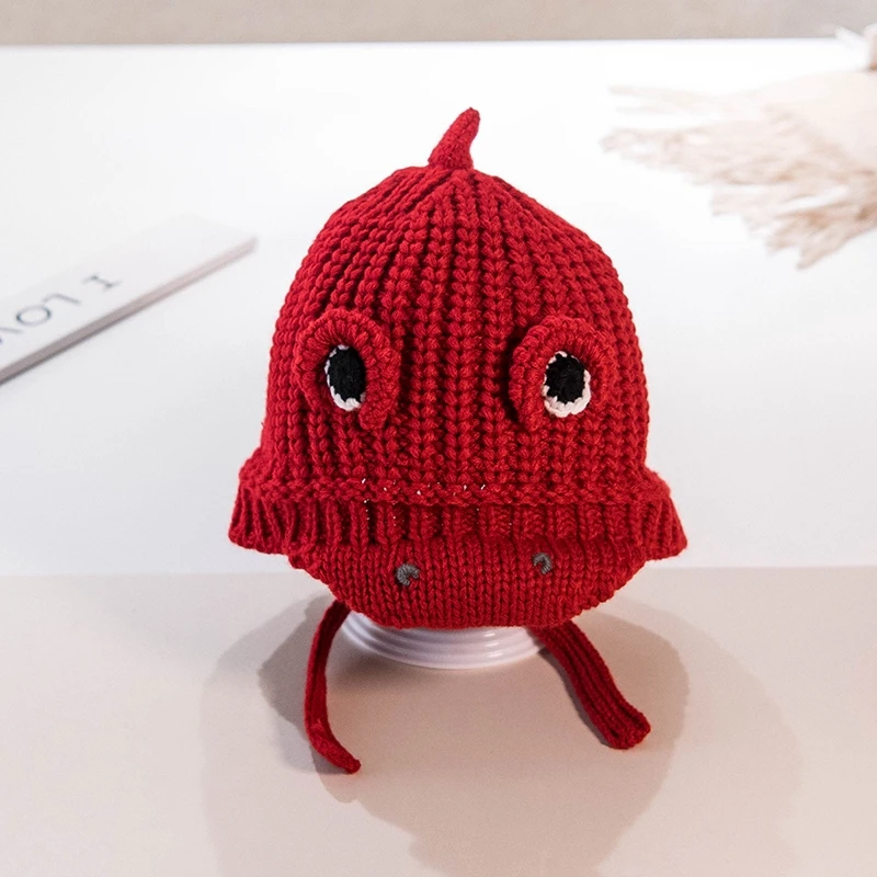 red Осенне-зимняя детская шапка для мальчиков и девочек; шерстяная шапка ручной работы; милые детские наушники; зимняя шапка - Цвет: red