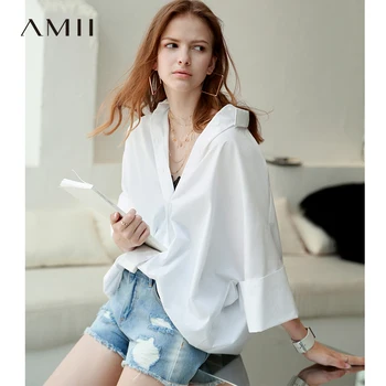 

AMII Spring Summer Long Style Women Tops Fashion Casaul Loose Streetwear Vogue Lady Shirt 11960085