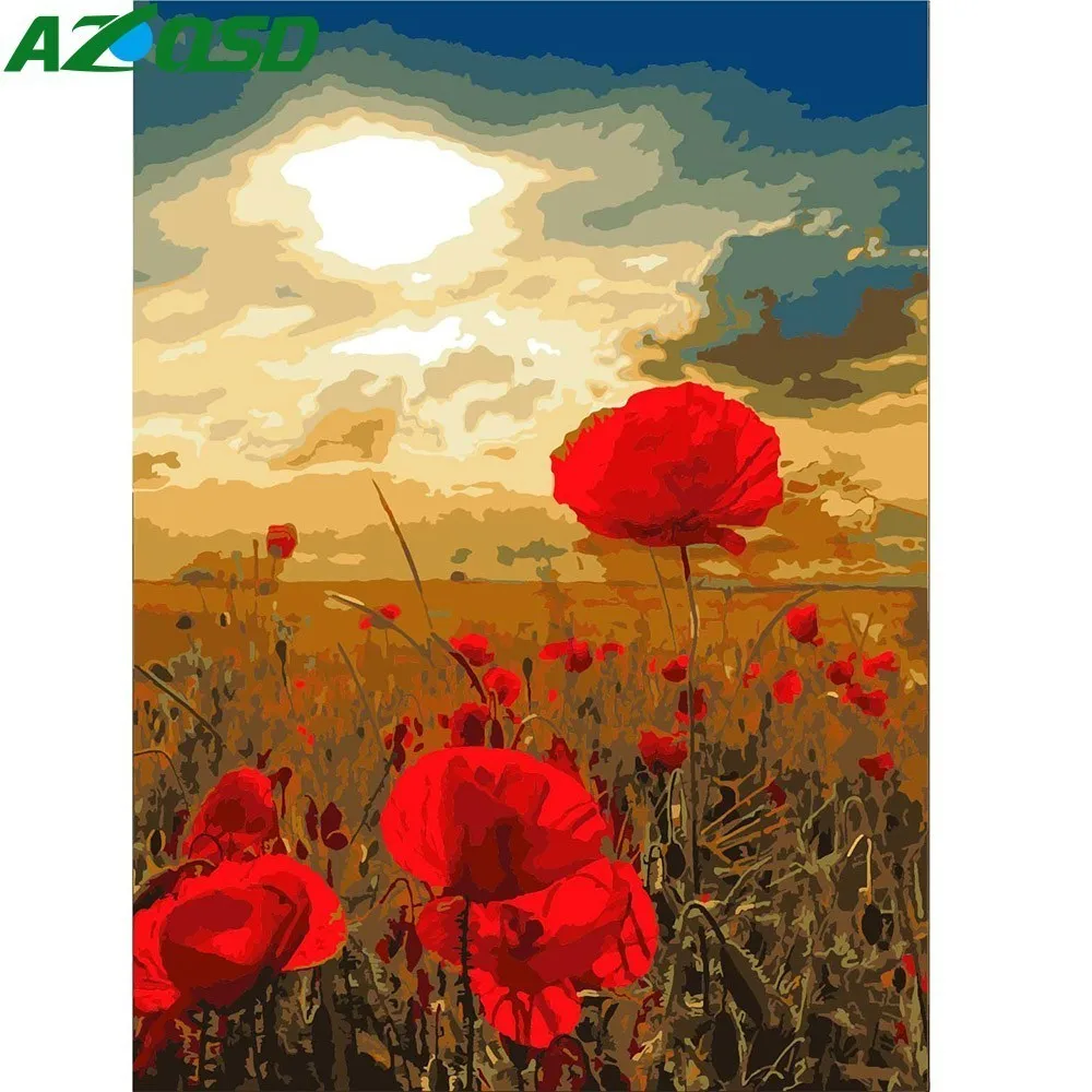 AZQSD Безрамная DIY картина маслом цветы картины по номерам на холсте настенные картины небо стены искусства украшения дома K204