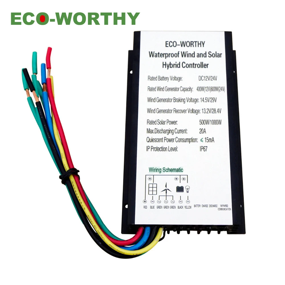 Wind Solar Hybrid Charge Generator Controller/ ,12//24V Wind Solar Turbine Generator Controller IP67 Protection Electrical Supplies 30A for Wind Turbine Generator and Solar Panels