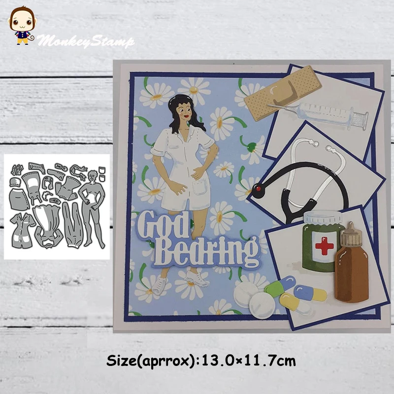 Обезьяна дамы Медсестра Униформа металла резки трафареты для DIY Скрапбукинг