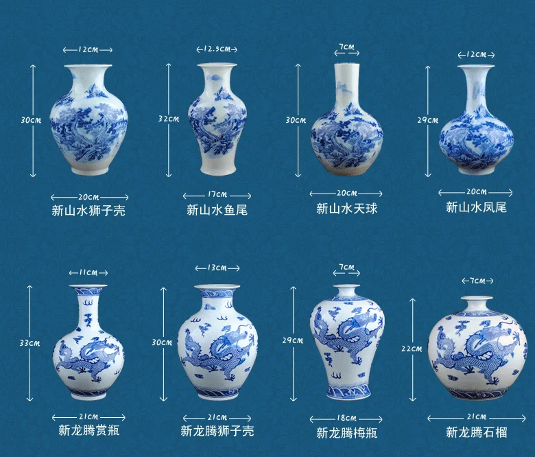 Цзиндэчжэнь керамическая ваза синий и белый фарфор украшение фарфоровая столешница украшение ручной работы традиционное ремесло 16 модель