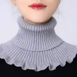 Sitonjwly Solid Turtleneck Fake Collar Bib for Women Red Black Sweater Neck Guard Scarf Protect Cervical Spine False Collar