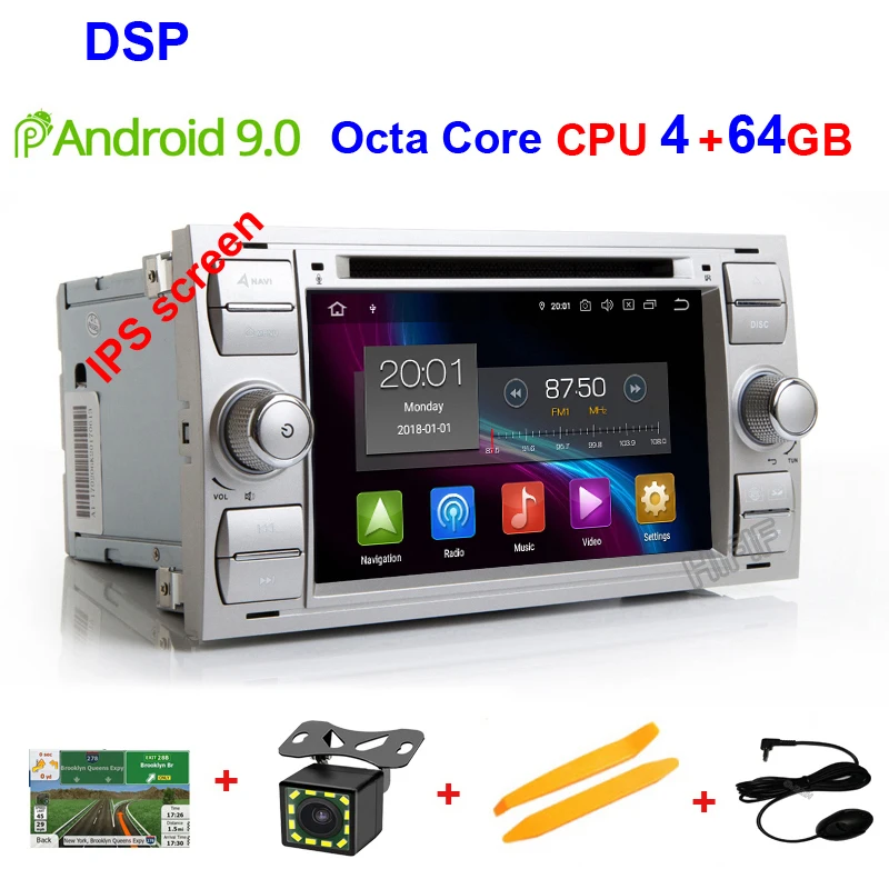 DSP ips Android 9,0 2 din автомобильный DVD для Ford Mondeo S-max Focus C-MAX Galaxy Fiesta transit Fusion подключение мультимедийного Проигрывателя - Цвет: 4G RAM 64G ROM DSP