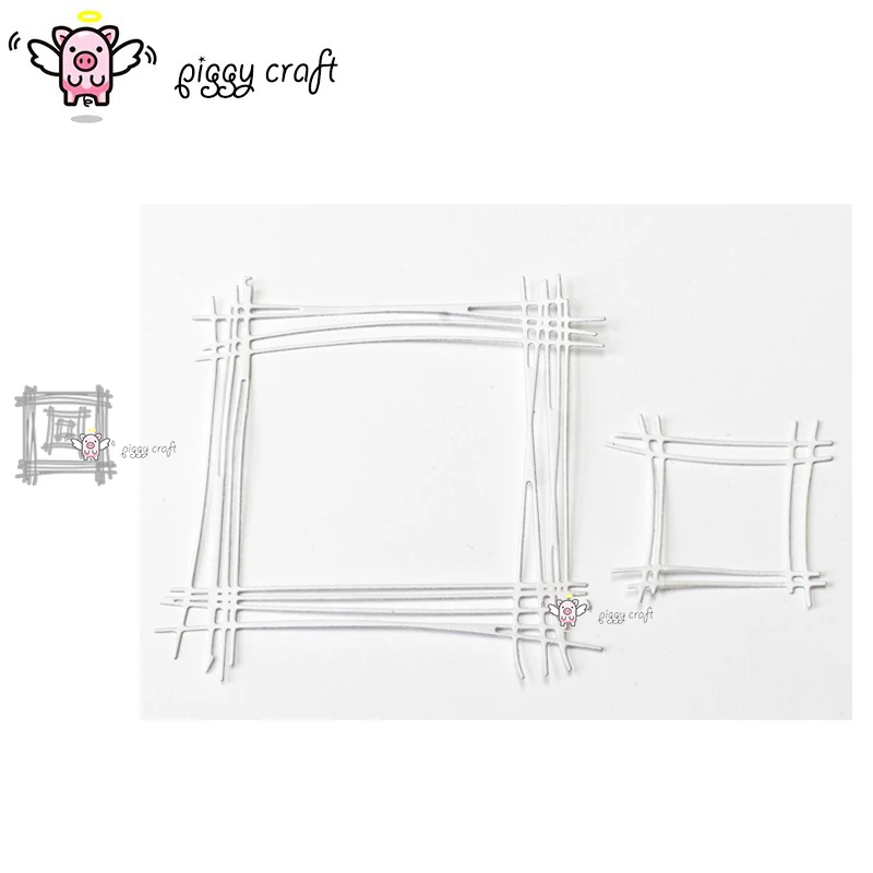 Manualidad de cerdito de corte de metal muere corte plantilla 3 uds cuadrado con Cruz de Scrapbook molde artesanal para corte de papel plantillas para perforar con cuchillas muere
