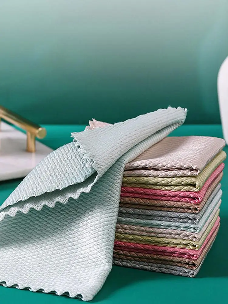 10pcs/5pcs/set Fish-scale Cleaning Cloth 25*25/30*40cm Super-absorbent Glass Towel Rag Home Washing Oil Dish | Дом и сад