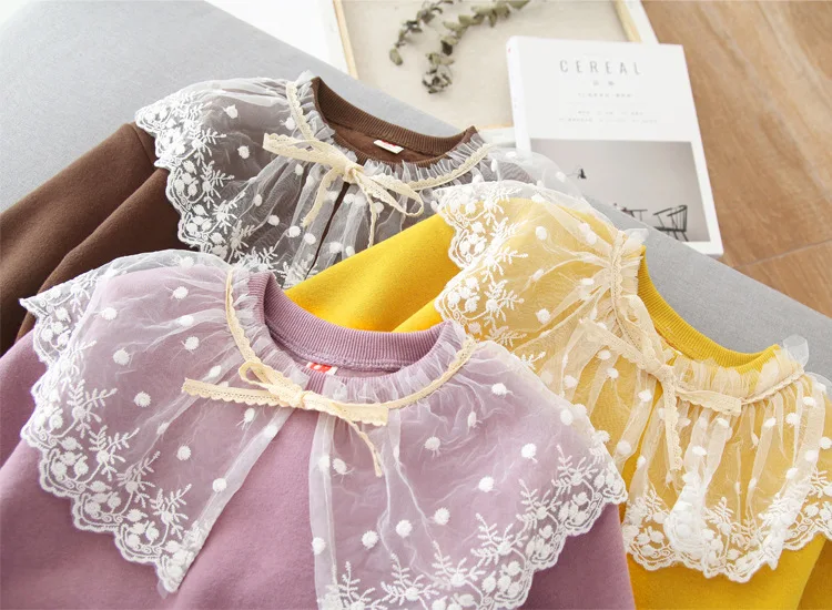 CYSINCOS Girls Sweatshirt Cotton Top Autumn Baby Wear Lace Coat Kids T-Shirt Long Sleeve Casual Outfit Children Clothing Tops